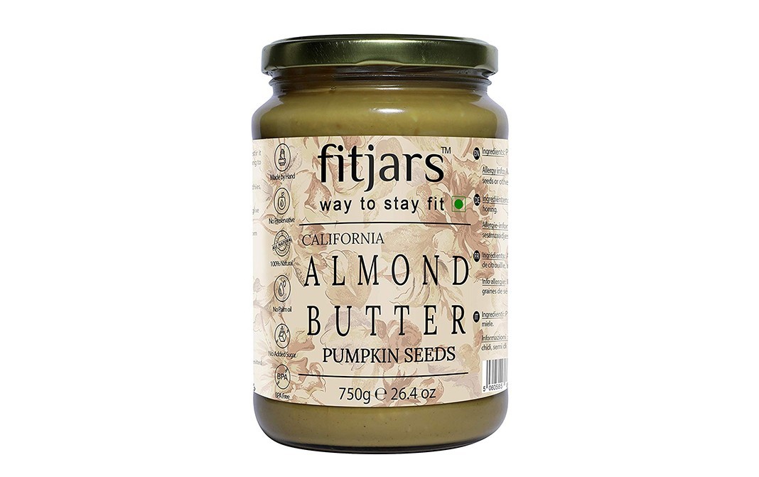 Fitjars Almond Butter with Pumpkin Seeds    Glass Jar  750 grams